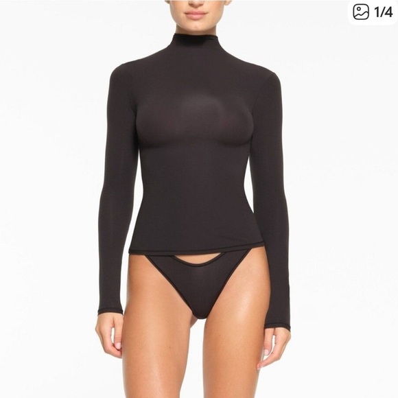 NWT Skims Fits Everybody Turtleneck Top Black Onyx Size 3X - Picture 1 of 6